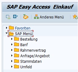 Bereichsmenü ME00 für das SAP-Modul Einkauf (SAP MM-PUR)