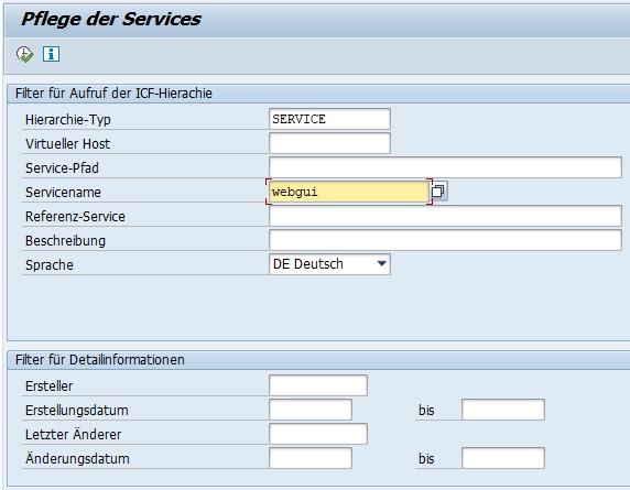 Webgui in SAP Fiori aufrufen durch SICF