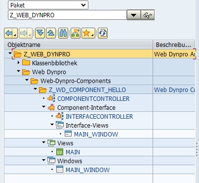 Web Dynpro Elemente im Paket