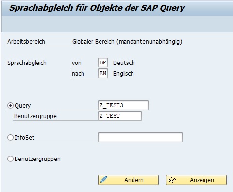Sprachabgleich für Objekte der SAP Query