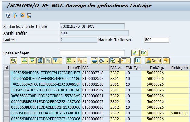 Frachtabrechnungsbeleg - Tabelle /SCMTMS/D_SF_ROT