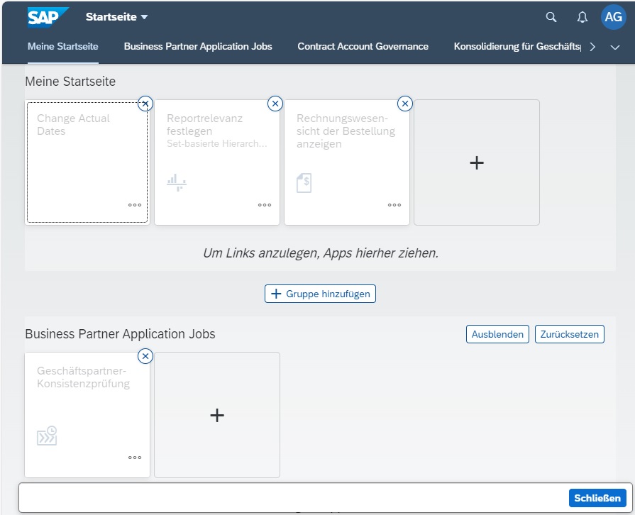 SAP Fiori Launchpad Startseite bearbeiten