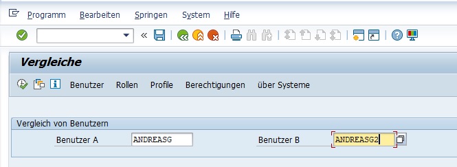 Screen - Zwei SAP-Benutzer vergleichen